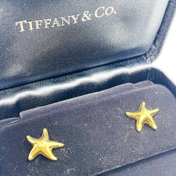 Tiffany & Co. 18K Gold Elsa Peretti 12mm Starfish Earrings (One Back Missing) - Picture 5 of 15